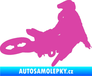 Samolepka Motorka 028 pravá motokros růžová