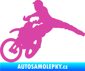 Samolepka Motorka 030 levá motokros růžová