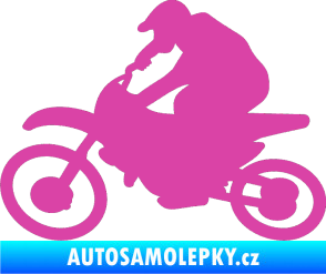 Samolepka Motorka 031 levá motokros růžová