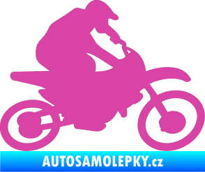 Samolepka Motorka 031 pravá motokros růžová