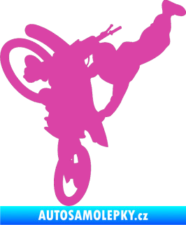 Samolepka Motorka 032 levá motokros freestyle růžová