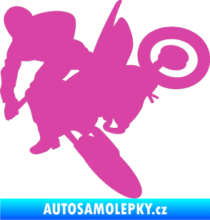 Samolepka Motorka 033 levá motokros růžová