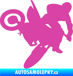 Samolepka Motorka 033 pravá motokros růžová