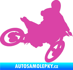 Samolepka Motorka 034 pravá motokros růžová