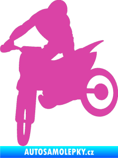 Samolepka Motorka 037 levá motokros růžová