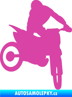 Samolepka Motorka 037 pravá motokros růžová