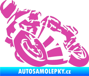 Samolepka Motorka 040 levá road racing růžová