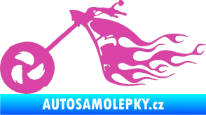 Samolepka Motorka 042 levá plameny růžová