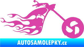 Samolepka Motorka 042 pravá plameny růžová