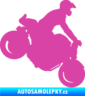 Samolepka Motorka 044 pravá motokros růžová