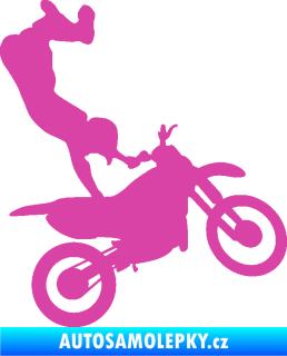 Samolepka Motorka 047 pravá motokros freestyle růžová