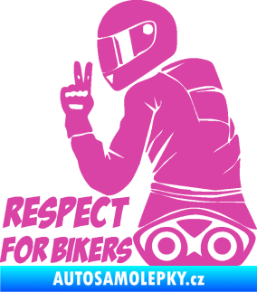 Samolepka Motorkář 003 levá respect for bikers nápis růžová