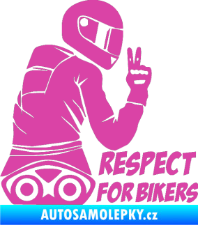 Samolepka Motorkář 003 pravá respect for bikers nápis růžová