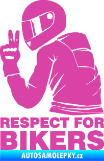 Samolepka Motorkář 004 respect for bikers nápis růžová