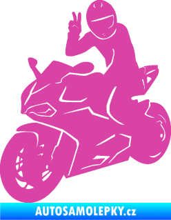 Samolepka Motorkář 006 levá růžová