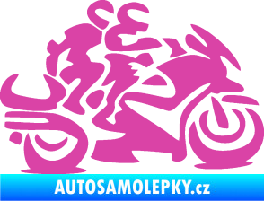 Samolepka Motorkář 009 pravá se spolujezdcem růžová