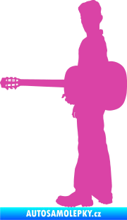 Samolepka Music 003 levá hráč na kytaru růžová