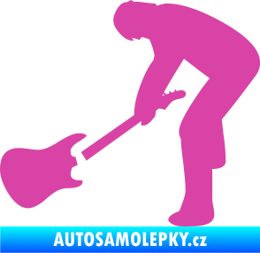 Samolepka Music 007 levá rocker s kytarou růžová