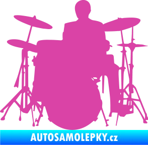 Samolepka Music 009 levá hráč na bicí růžová