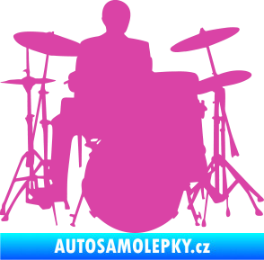 Samolepka Music 009 pravá hráč na bicí růžová