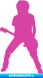 Samolepka Music 010 levá rocker s kytarou růžová
