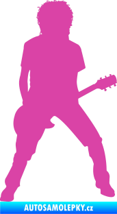 Samolepka Music 010 pravá rocker s kytarou růžová