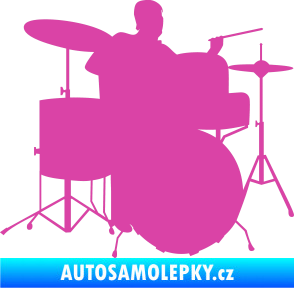 Samolepka Music 011 pravá hráč na bicí růžová