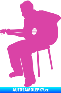 Samolepka Music 012 levá  kytarista růžová