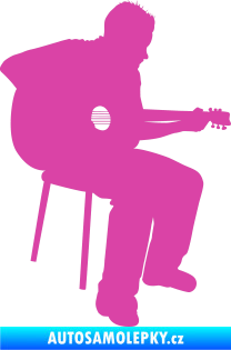 Samolepka Music 012 pravá  kytarista růžová