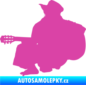 Samolepka Music 014 levá hráč na kytaru růžová