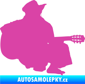 Samolepka Music 014 pravá hráč na kytaru růžová