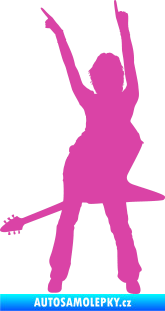 Samolepka Music 016 levá rockerka s kytarou růžová