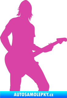 Samolepka Music 019 pravá hráč na kytaru růžová