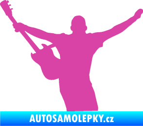 Samolepka Music 024 levá kytarista rocker růžová