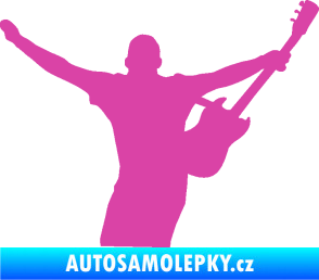 Samolepka Music 024 pravá kytarista rocker růžová