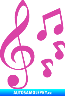 Samolepka Music noty a houslový klíč 002 růžová