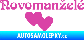 Samolepka Novomanželé 001 nápis se srdíčky růžová