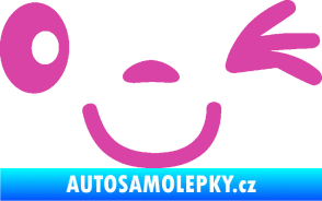 Samolepka Obličej 008 pravá mrkající růžová