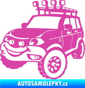Samolepka Off Road 005 levá veselé autíčko růžová