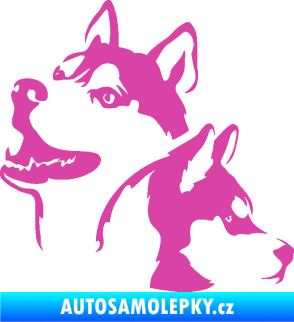 Samolepka Pes 117 levá husky růžová