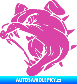 Samolepka Pes 136 levá rozzuřený buldok růžová