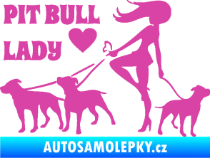 Samolepka Pit Bull lady levá růžová