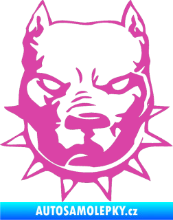 Samolepka Pitbull hlava 002 pravá růžová