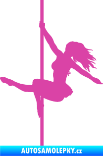 Samolepka Pole dance 001 levá tanec na tyči růžová