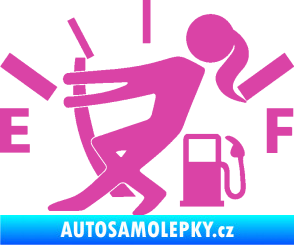 Samolepka Prázdná nádrž 002 palivoměr, varianta s ženou růžová