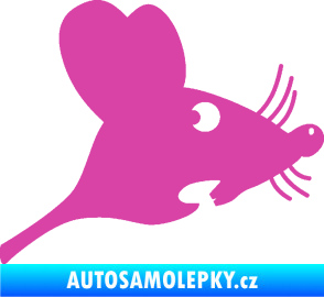 Samolepka Překvapená myš pravá růžová