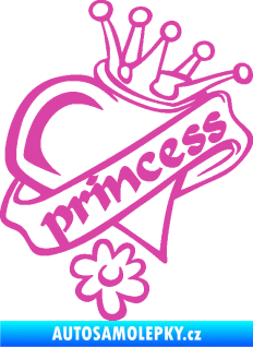 Samolepka Princess nápis v srdíčku růžová