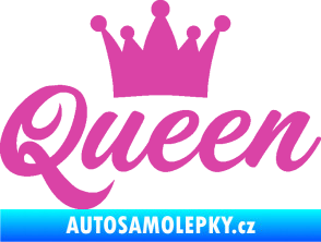 Samolepka Queen nápis s korunou růžová