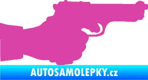 Samolepka Ruka s pistolí 001 pravá ruce vzhůru růžová