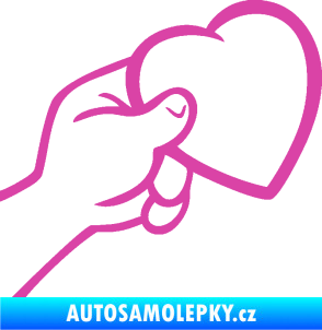 Samolepka Ruka se srdíčkem pravá růžová